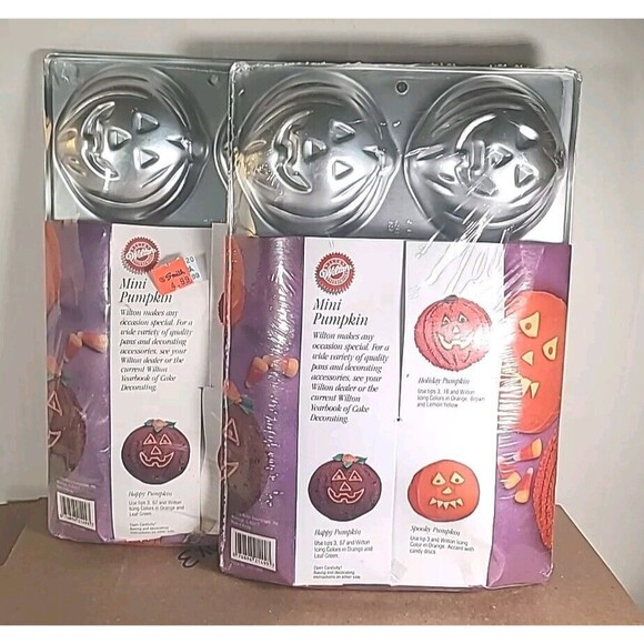 Factory Sealed Set Of 2 WILTON Vintage 1989 Mini Pumpkins Cake Pan Halloween - Picture 2 of 7